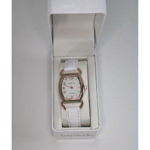 Bay Studio Ladies Watch Rose Gold White Band In Box 54777
